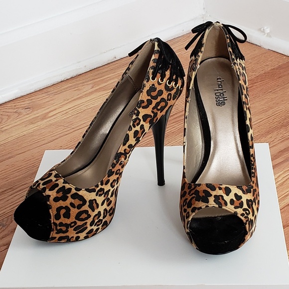 Charlotte Russe Leopard Corset Peep Toe Heel, Sz 8 - Picture 4 of 8